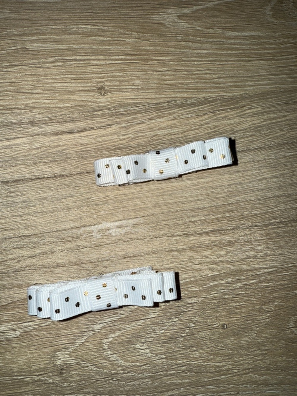 White Polka Dot Ribbon Hair Clips for Kids - Set of 2